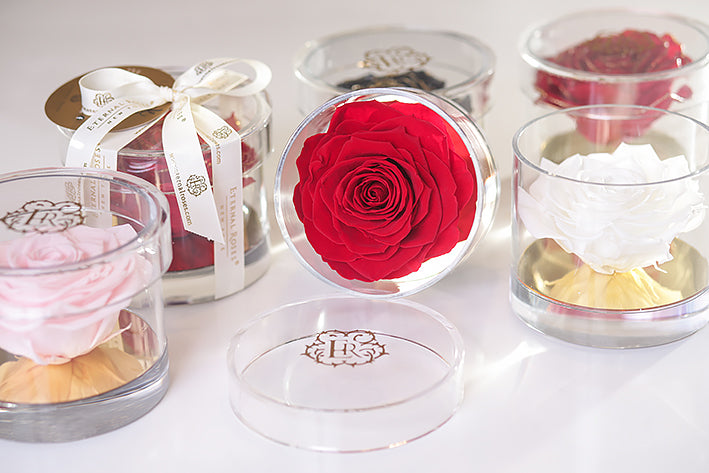 Eternal Roses Madison Round Acrylic Gift Box - Eternal Roses CA