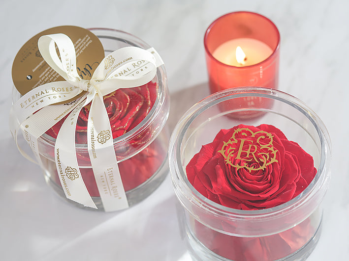 Eternal Roses Madison Round Acrylic Gift Box - Valentine's special